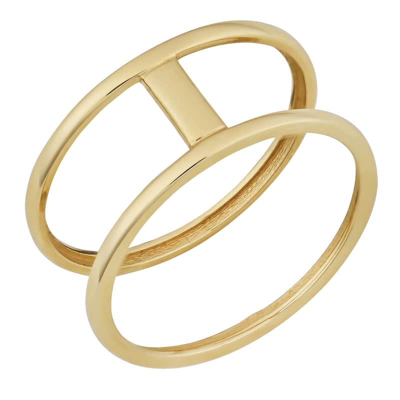 Fremada 10k Yellow Gold High Polish Bar on Double Ring (size 6 - 9) - Size 6
