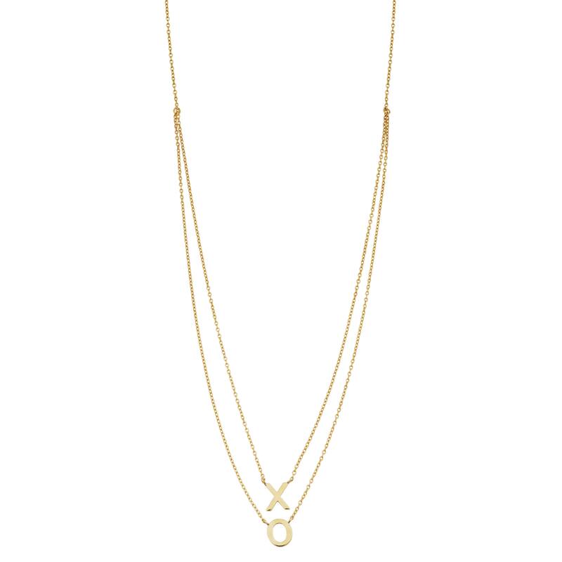 Fremada 14k Yellow Gold Hugs and Kisses Adjustable Length Layered Necklace