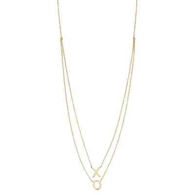Fremada 14k Yellow Gold Hugs and Kisses Adjustable Length Layered Necklace