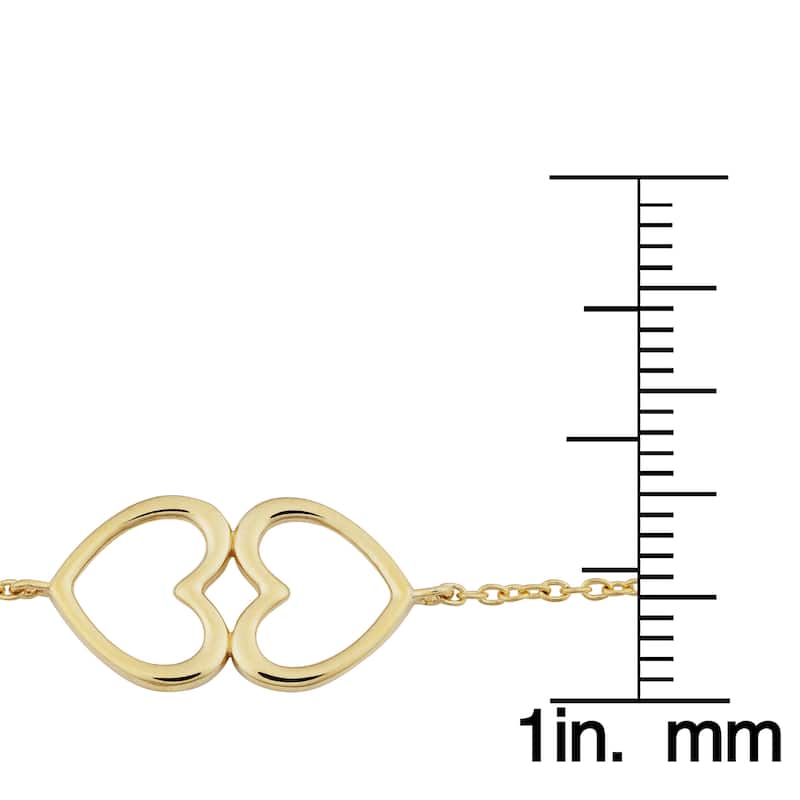 Fremada 14k Yellow Gold High Polish Double Heart Bracelet (7.25 inches)