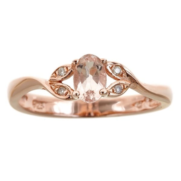 Anika and August Rose Gold Over Silver Oval cut Morganite and Diamond