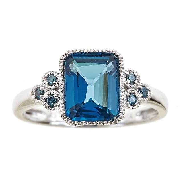 Anika And August 10k White Gold Emerald Cut London Blue Topaz 10k White Gold Emerald Cut