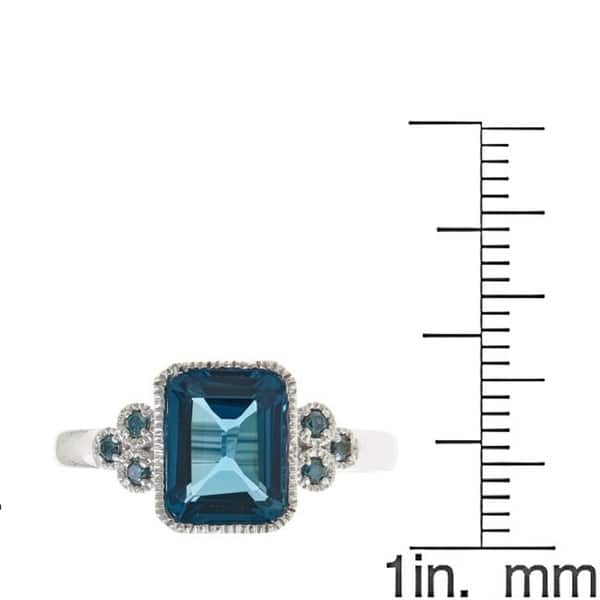 Anika And August 10k White Gold Emerald Cut London Blue Topaz 10k White Gold Emerald Cut