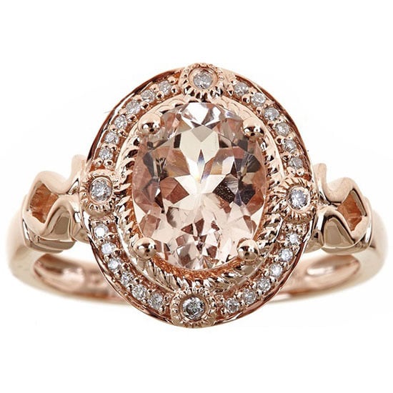 Shop Anika and August 14k Rose Gold Oval-cut Morganite and Diamond ...