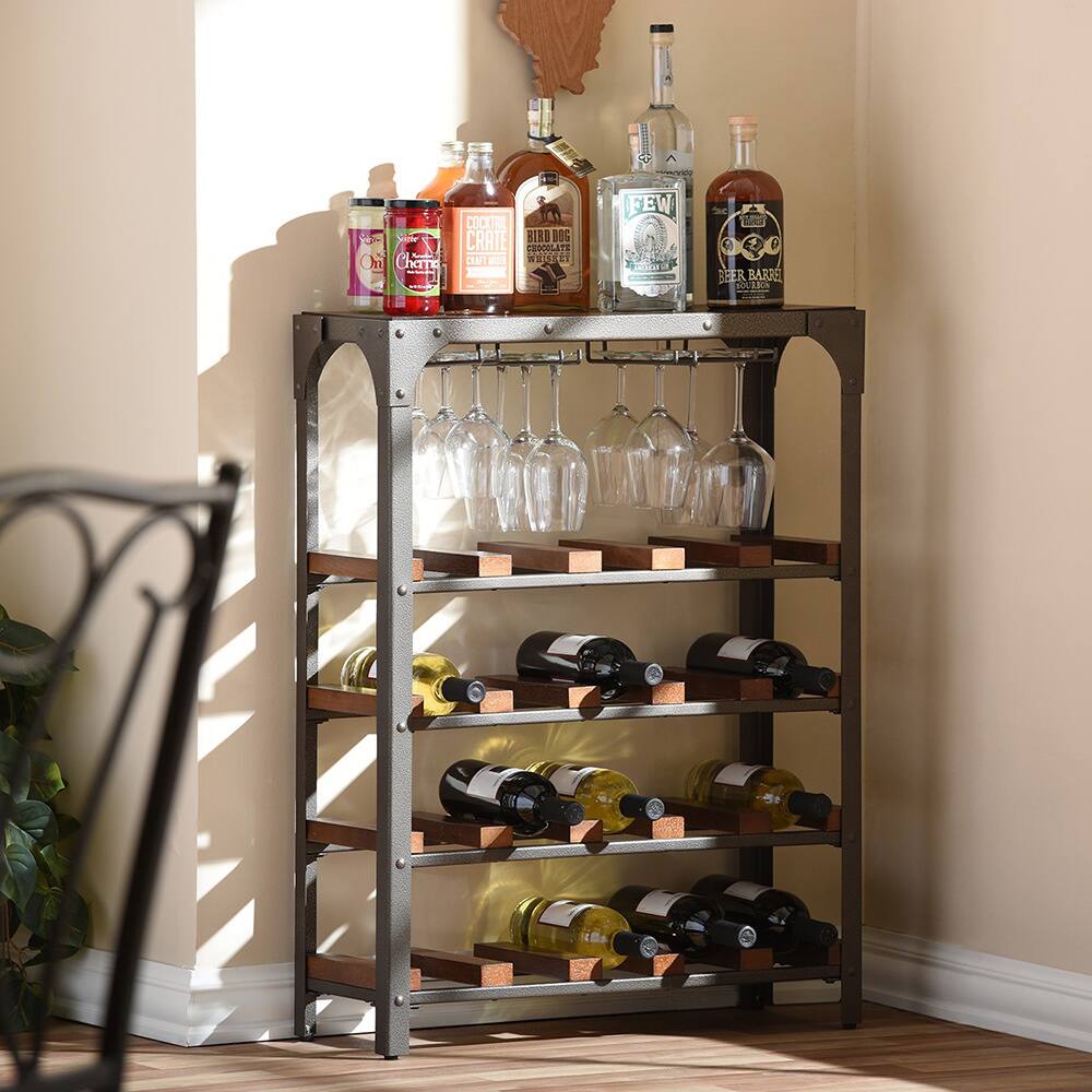 Industrial Dark Brown Wine Rack by Baxton Studio