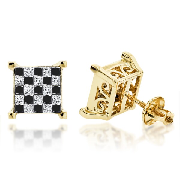 Luxurman 14k White Gold 1 3ct Tdw Princess Cut Black Diamond Luxurman 14k White Gold 1 3ct Tdw Princess Cut Black Diamond Earrings