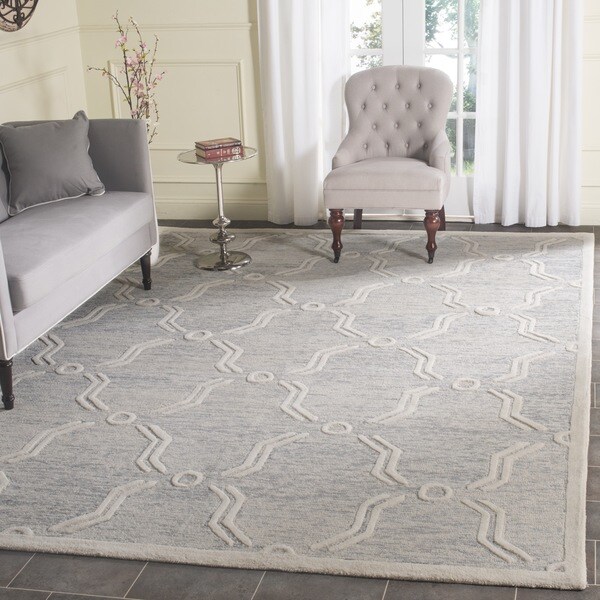 Safavieh Handmade Cambridge Light Grey/ Ivory Wool Rug - 8' x 10'
