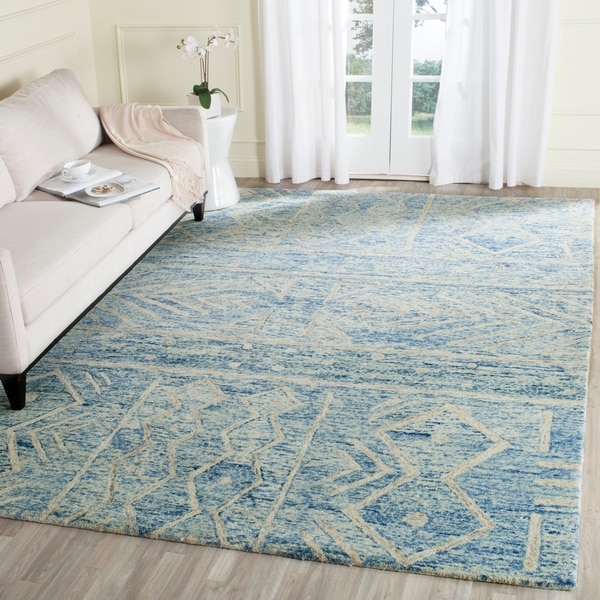 Safavieh Handmade Chatham Blue/ Ivory Wool Rug - 8' x 10'