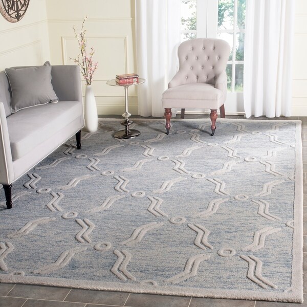Safavieh Handmade Cambridge Light Blue/ Ivory Wool Rug - 8' x 10'
