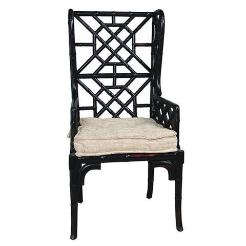 Black Bamboo Wing Back Chairs (Set of 2)
