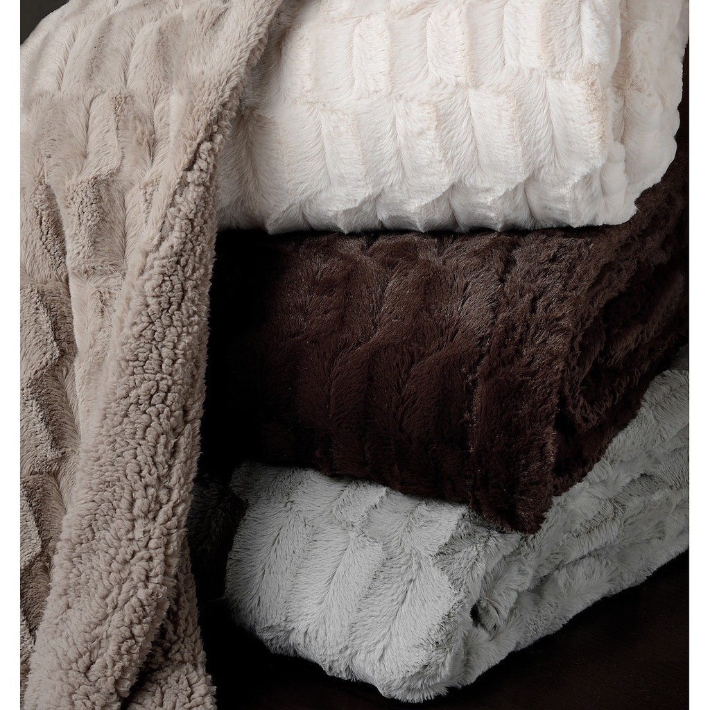 Logan Plush Reversible Sherpa Faux Fur Queen Blanket
