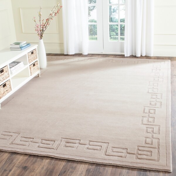 Safavieh Hand-knotted Tibetan Modern Greek Key Silver Wool Rug - 8' x 10'
