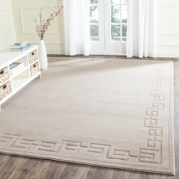 Safavieh Hand-knotted Tibetan Modern Greek Key Silver Wool Rug - 8' x 10'