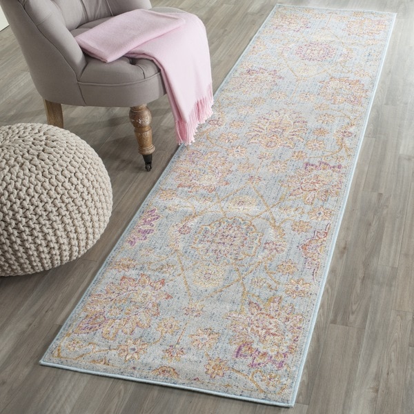 Safavieh Sevilla Light Blue/ Multi Viscose Rug 2'1 x 6' Free