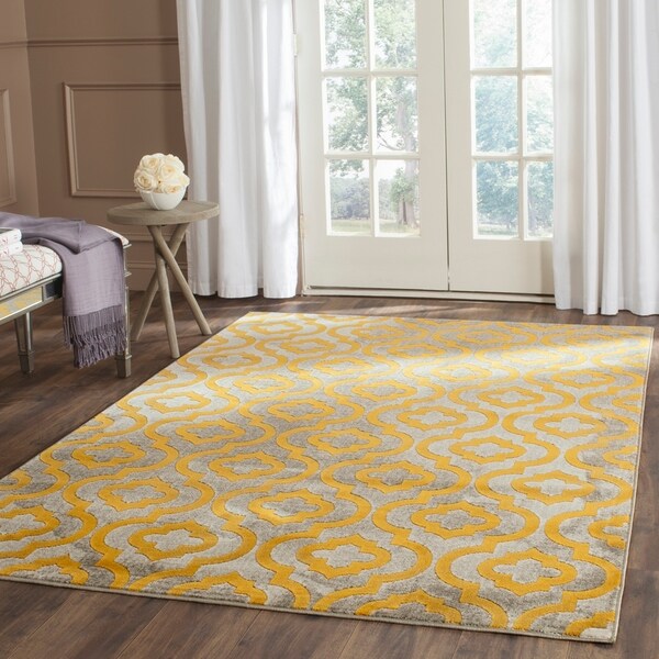 Safavieh Porcello Contemporary Moroccan Light Grey/ Yellow Rug - 9' X 12'