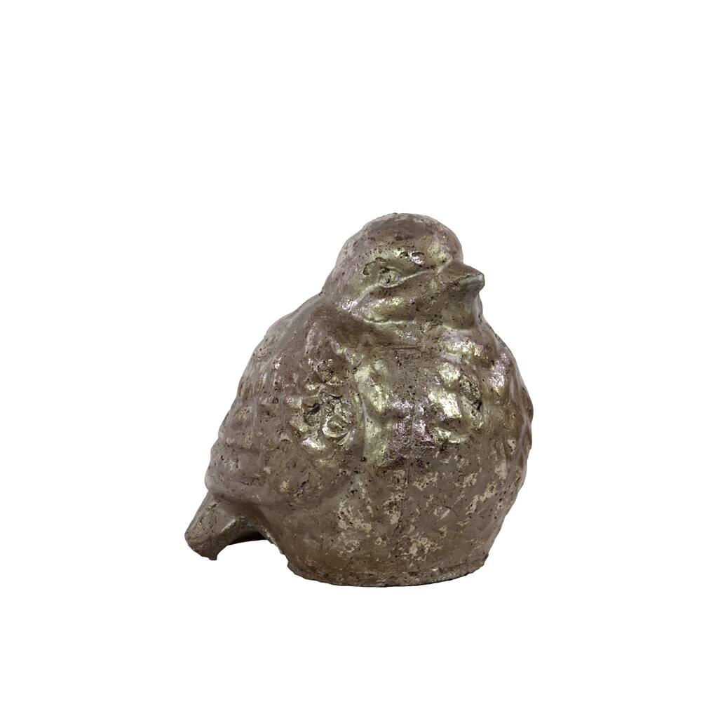Metallic Silver Ceramic Small Bird Figurine