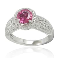 Shop Suzy Levian 14K White Gold Pink Cylon Sapphire and Diamond Ring ...