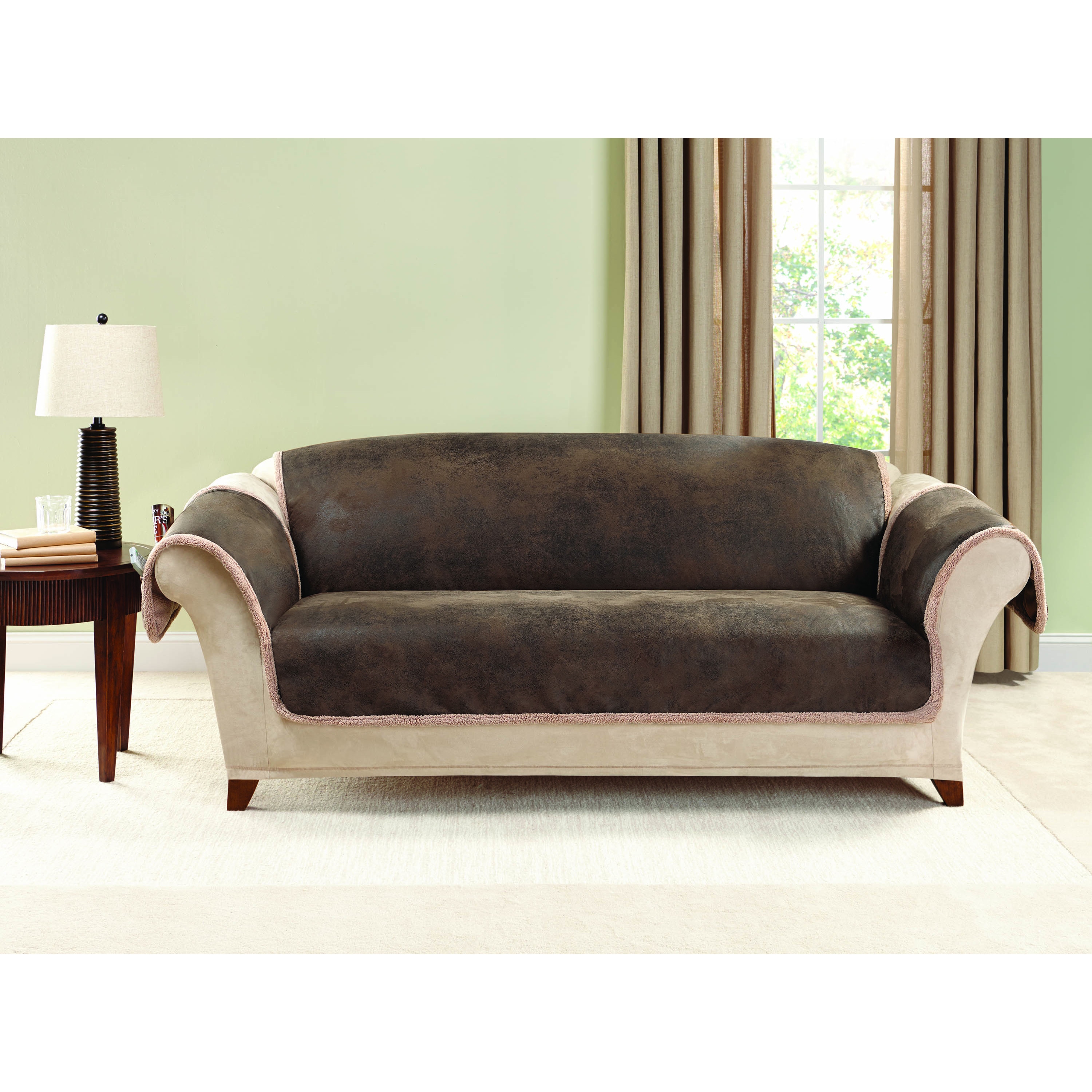 Shop Sure Fit Vintage Leather Sofa Furniture Protector Overstock