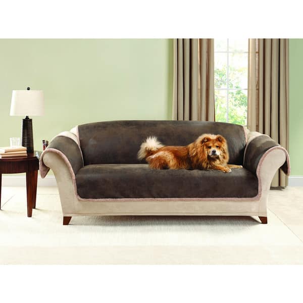 Shop Sure Fit Vintage Leather Sofa Furniture Protector Overstock