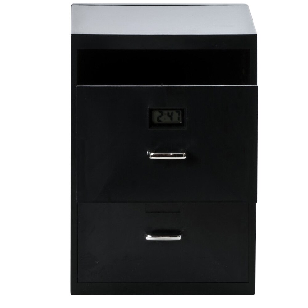 Shop Miniature Business Card File Cabinet With Digital Clock Overstock 10977997