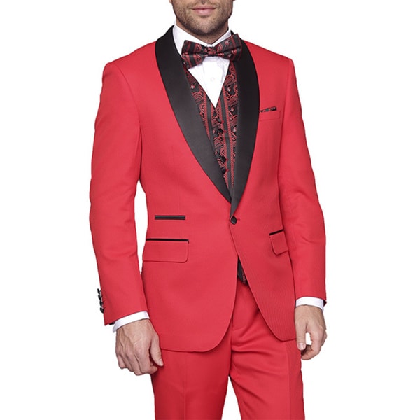Shop Statement Men's Capri-Red 3-Piece Tuxedo Suit - On Sale - Free ...