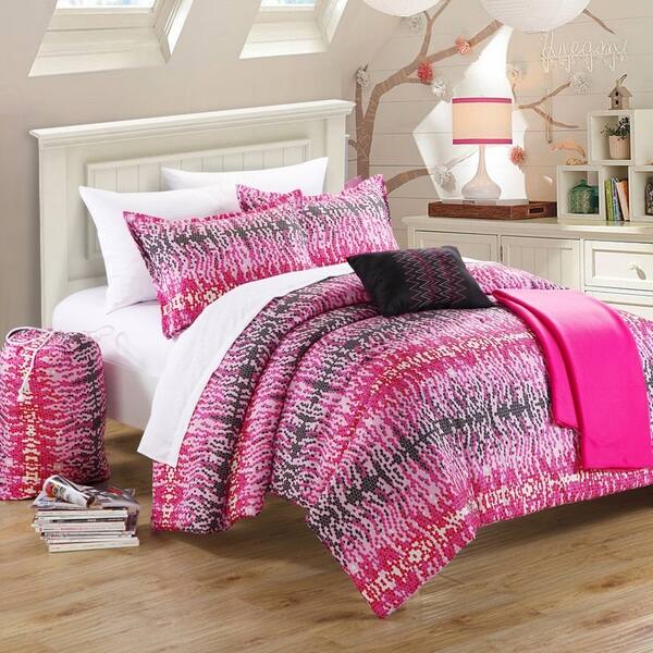 Shop Chic Home Barbie Hot Pink And Black Reversible 5 Piece