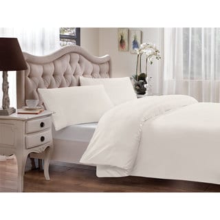 Love2Sleep COTTON RICH PLAIN REVERSIBLE TWO TONE DUVET COVER SET 