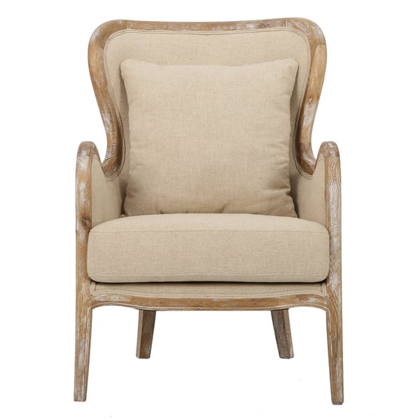 slide 2 of 8, Crenshaw Fabric Wing Chair by Christopher Knight Home Beige