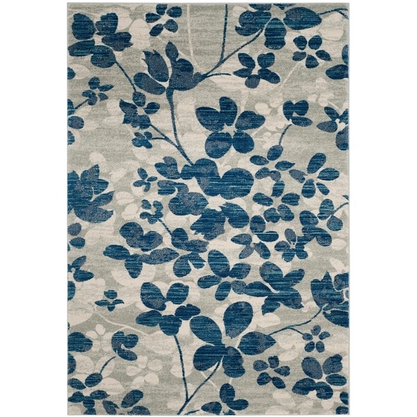 Safavieh Evoke Vintage Floral Grey / Light Blue Distressed Rug - 9' x 12'