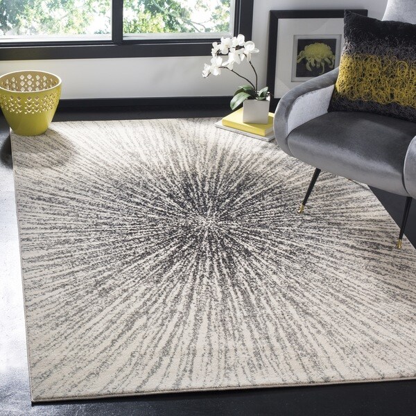 Carson Carrington Hamar Vintage Abstract Burst Black/ Ivory Distressed Rug - 8' x 10'