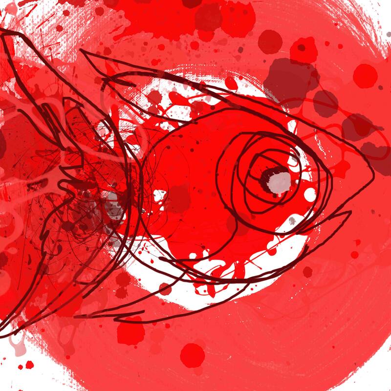 Marmont Hill - Red Fish by Irena Orlov Painting Print on Canvas - Multi-Color