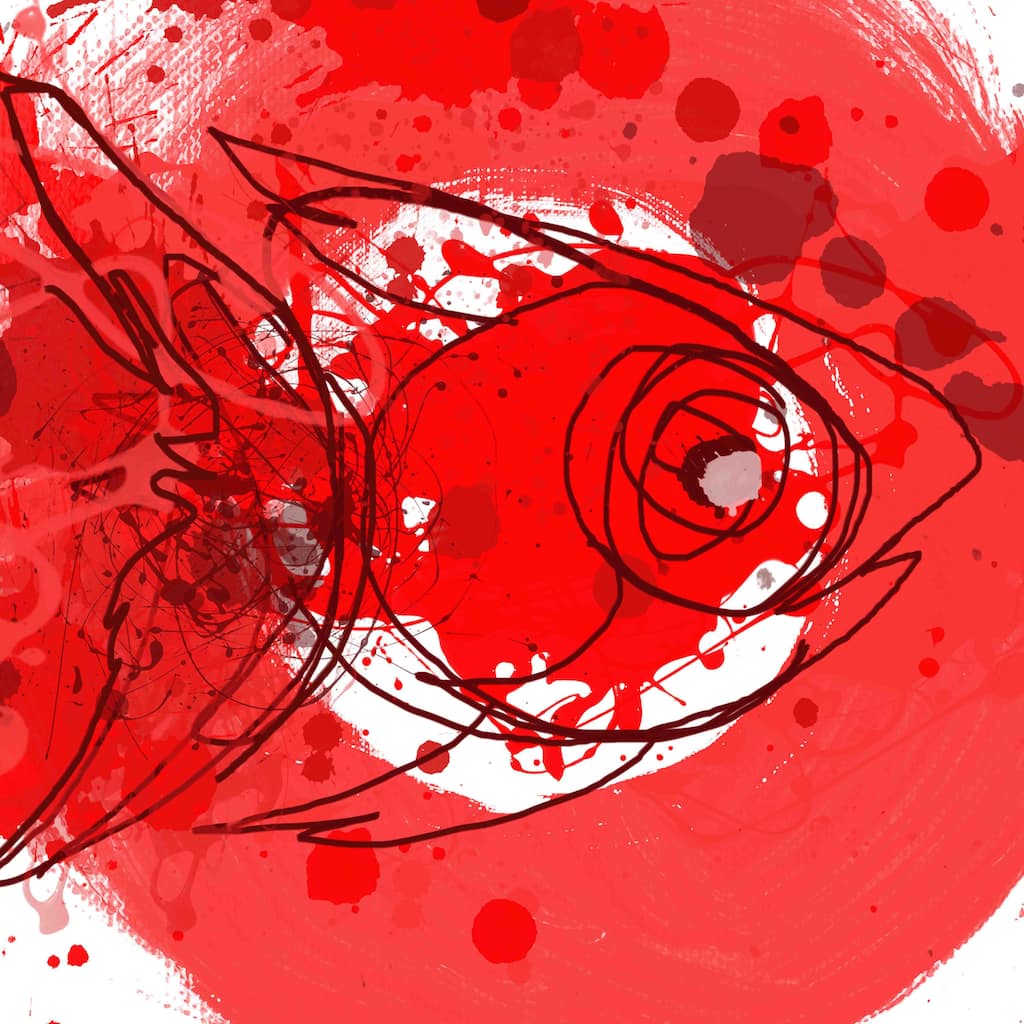 Marmont Hill - Red Fish by Irena Orlov Painting Print on Canvas - Multi-Color