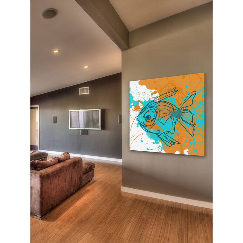 Marmont Hill - Aqua Fish by Irena Orlov Painting Print on Canvas