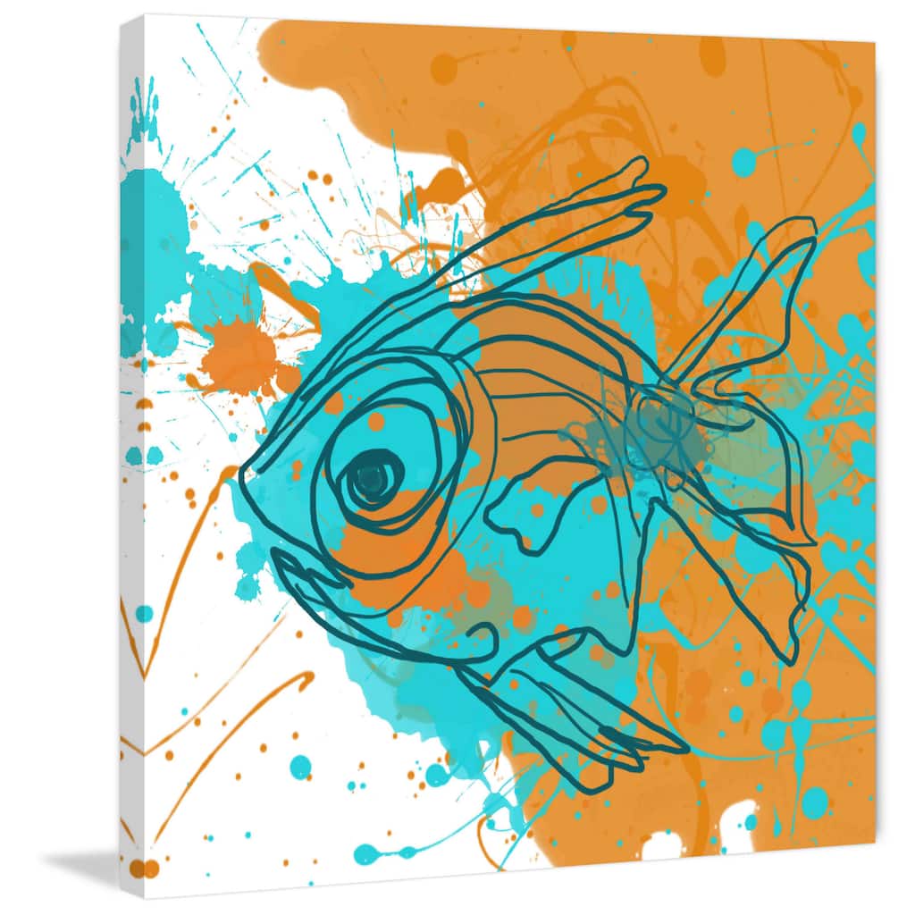 Marmont Hill - Aqua Fish by Irena Orlov Painting Print on Canvas