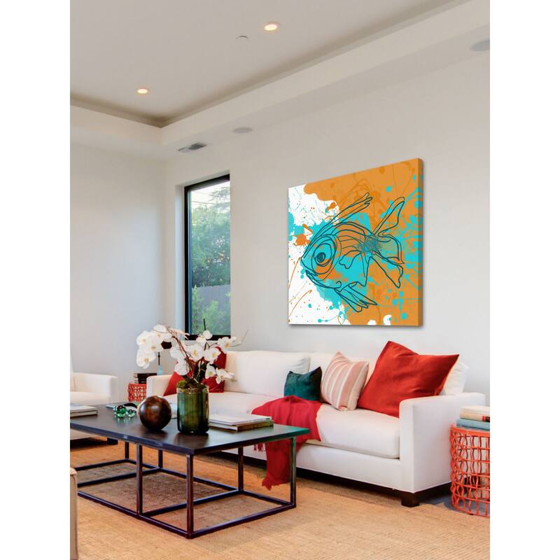 Marmont Hill - Aqua Fish by Irena Orlov Painting Print on Canvas