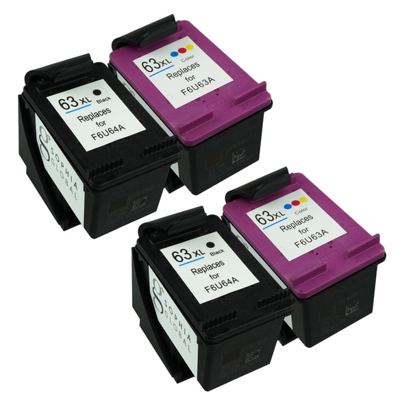 Sophia Global Ink Cartridge Replacements for HP 63XL (2 Black, 2 Color) (Remanufactured)