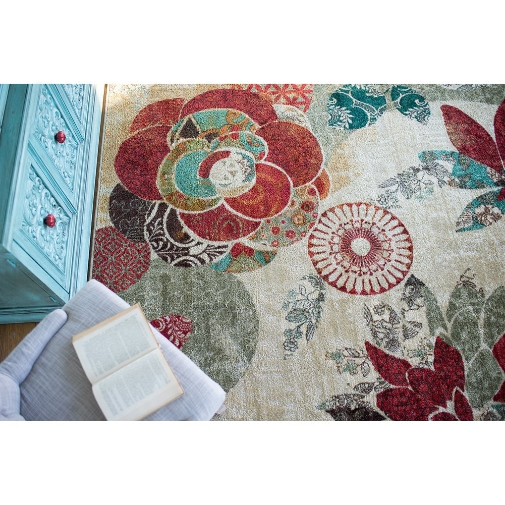 Mohawk Home Geo Floral Pattern Area Rug