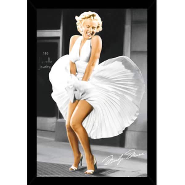 Marilyn Monroe Print with Traditional Black Wood Frame (24 x 36) - Bed ...