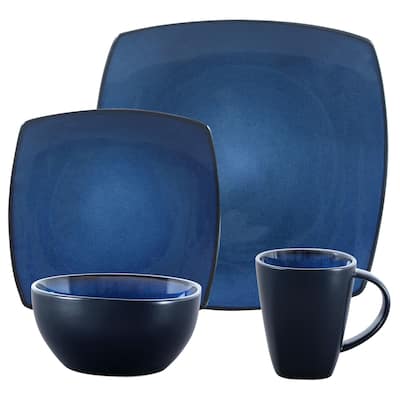 Gibson SoHo Lounge Blue Stoneware 16-piece Dinnerware Set