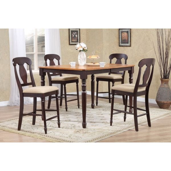 Iconic Furniture Company 5-piece Whiskey Mocha 36 x 52 x 67-inch Rectangle Napoleon Upholstered Counter Set