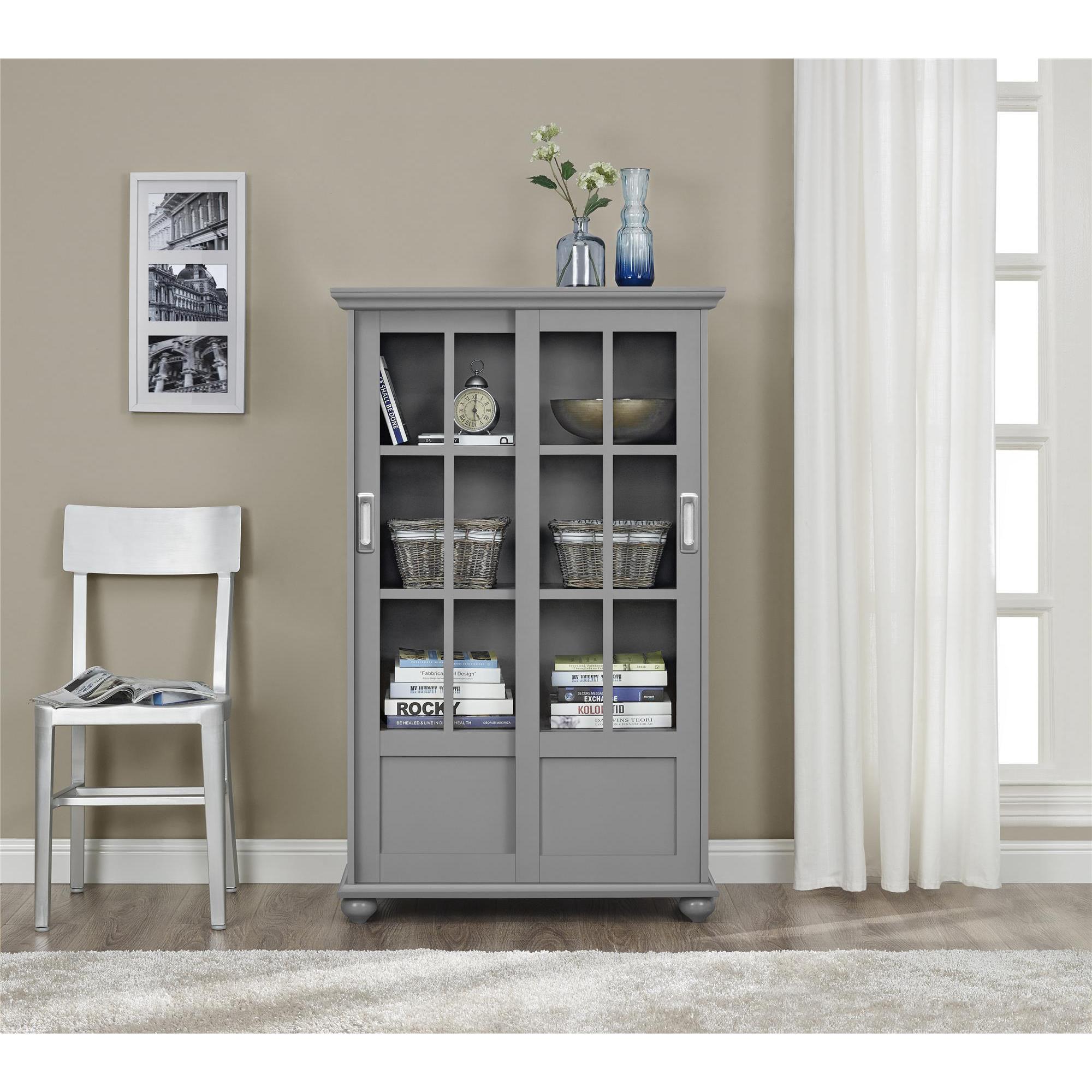 Avenue Green Abbeywood Soft Grey Bookcase With Sliding Glass Doors Sale