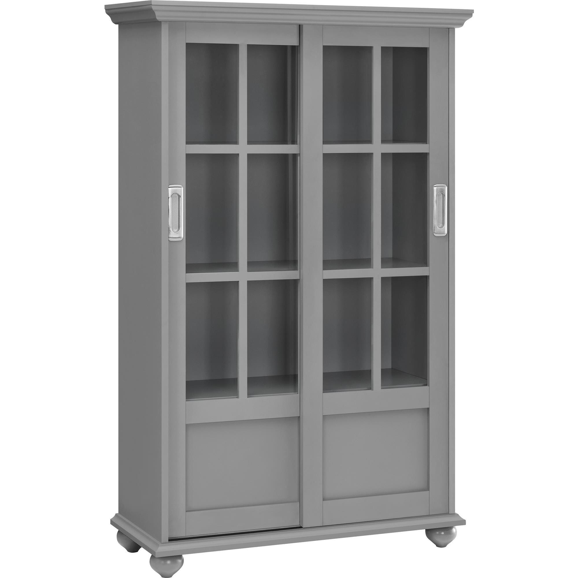 Avenue Green Abbeywood Soft Grey Bookcase With Sliding Glass Doors