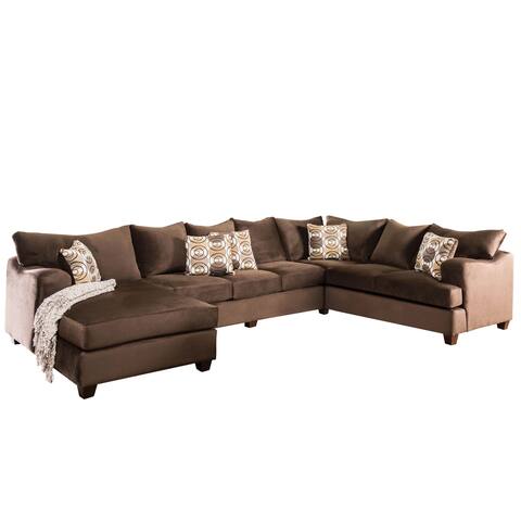 Furniture of America Horm Traditional Brown Fabric 4-piece Sectional