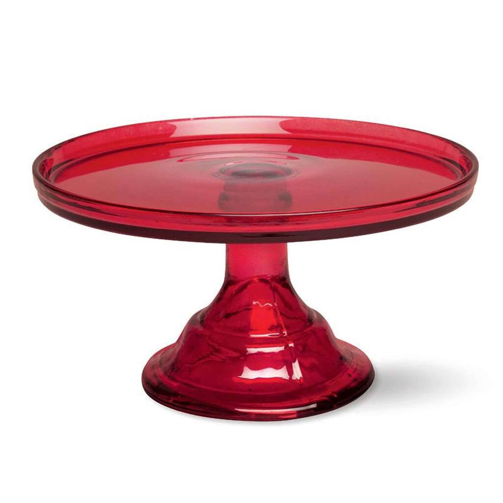 TAG GLASS CAKE PLATE MEDIUM - Red
