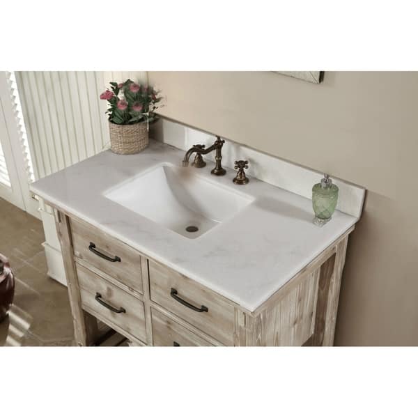 Rustic Style Quartz White Marble Top 36 Inch Bathroom Vanity Rustic Style Quartz White Marble Top