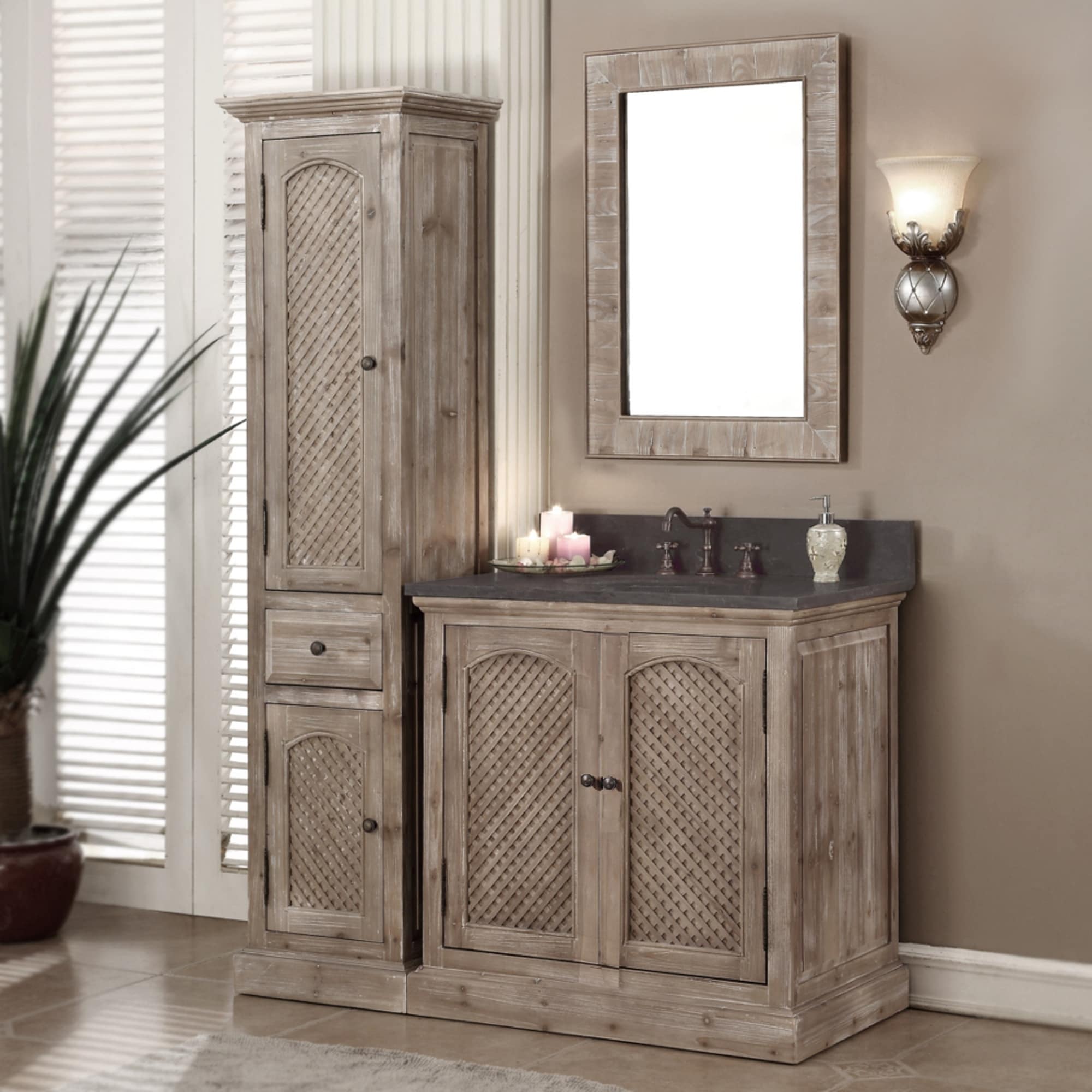 Shop Rustic Style Matte Ash Grey Limestone Top 36 Inch Bathroom