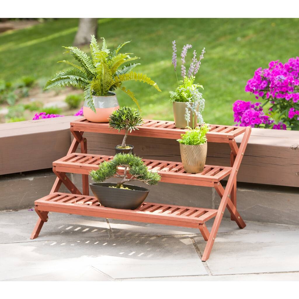 3-Tier Wooden Step Plant Stand