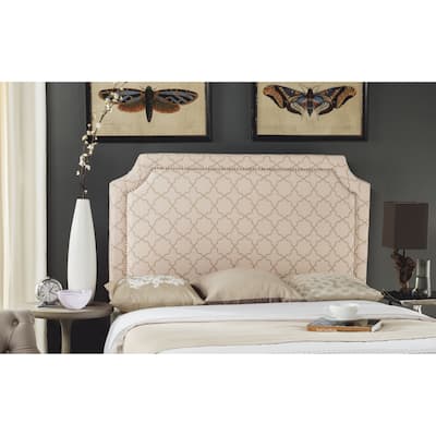 SAFAVIEH Shayne Pale Pink/ Beige Moroccan Pattern Headboard - Silver Nailhead (Full)