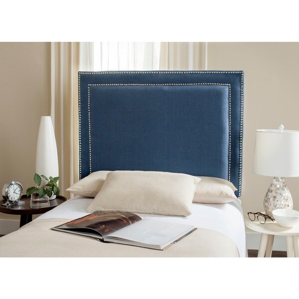 Safavieh Cory Navy Upholstered Headboard Silver Nailhead Safavieh Cory Navy Upholstered Headboard Silver Nailhead Twin