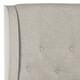 Safavieh Blanchett Light Grey Linen Upholstered Tufted Wingback Bed (Queen) - Thumbnail 3